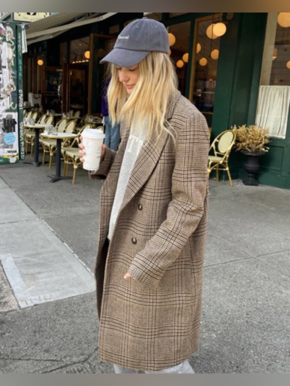 Oak and Fort Plaid Double-Breasted Wool Blend Coat Size Small ✨